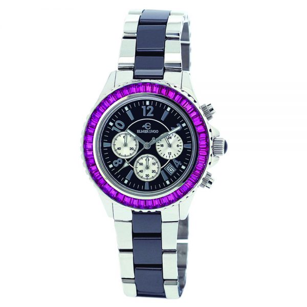 Elmer Ingo Semi Ceramics Chronograph Black Pink (Ladies)